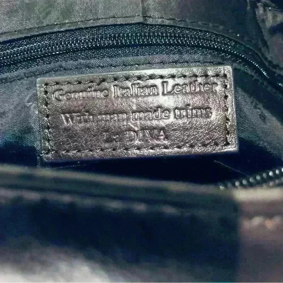 Charcoal Gray  La Diva Handbag. Genuine leather with man made trim. - Picture 4 of 6